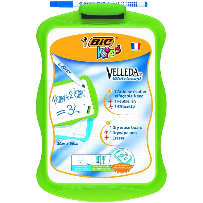 Bic Velleda Lavagna Scuola Bianca Millimetrica +1 Pennarello Velleda Blu +1 Gomma 20x30cm 841362