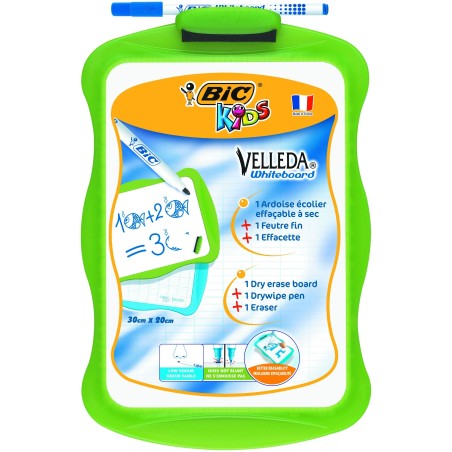 Bic Velleda Lavagna Scuola Bianca Millimetrica +1 Pennarello Velleda Blu +1 Gomma 20x30cm 841362