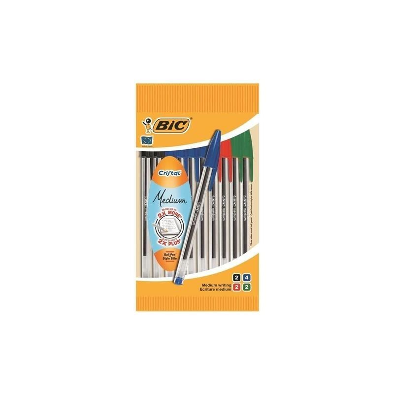 Bic Cristal Original Conf. 10 pennePunta tonda 1,0mm Linea 0,4mm Colori assortiti 830865