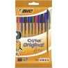 Bic Cristal Original Fine Conf. 10 penne Punta tonda 0,8mm Linea 0,34mm Colori assortiti 872723
