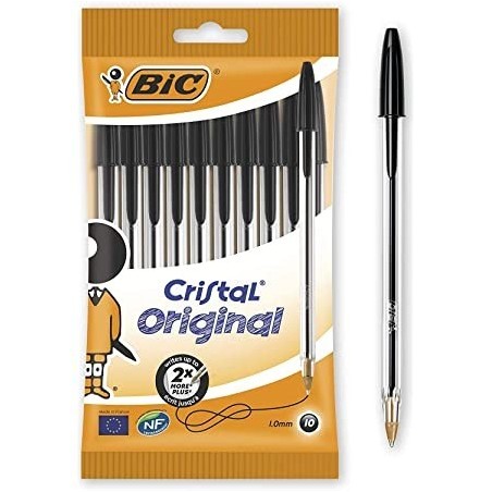 Bic Cristal Original Conf. 10 penne Punta tonda 1mm Linea 0,4mm NERO 830864