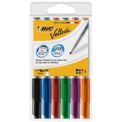 Bic Velleda 1741 Conf. 6 pennarelli per lavagna bianca Linea 1,4 mm Cancellazione ottimale Colori assortiti