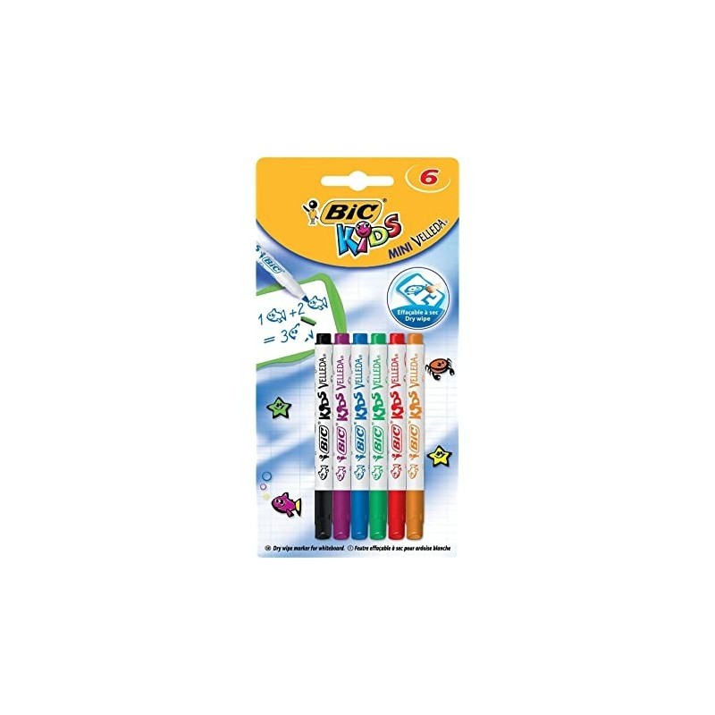 Bic Kids Mini Velleda Pennarelli per lavagna bianca Conf. 6 Punta bloccata Cancellabilità ottimale 8413871