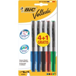 Bic Velleda 1741 Conf. 4+1 pennarelli per lavagna bianca Punta media Linea 1,4mm Cancellabilità ottimale 8755891