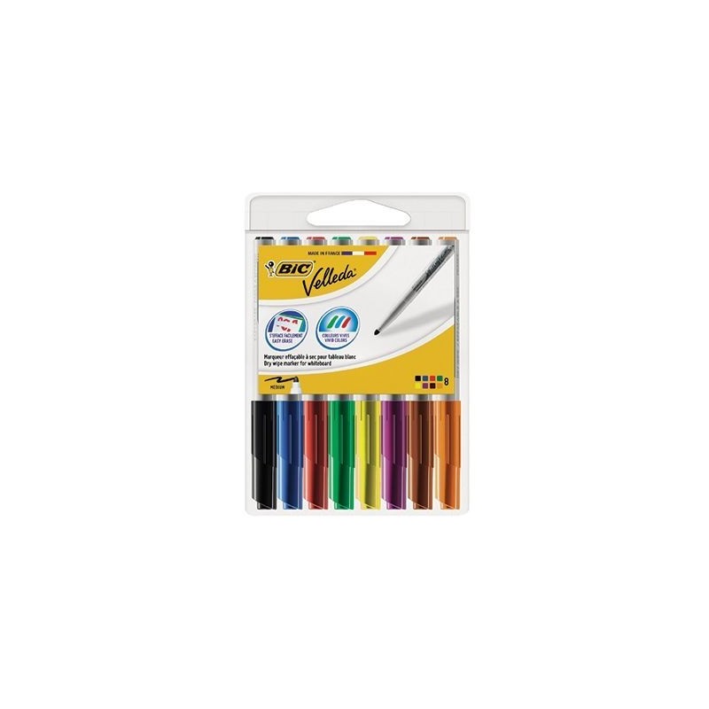 Bic Velleda 1741 Conf. 8 pennarelli per lavagna bianca Punta media Linea 1,4mm Cancellabilità ottimale 8755891