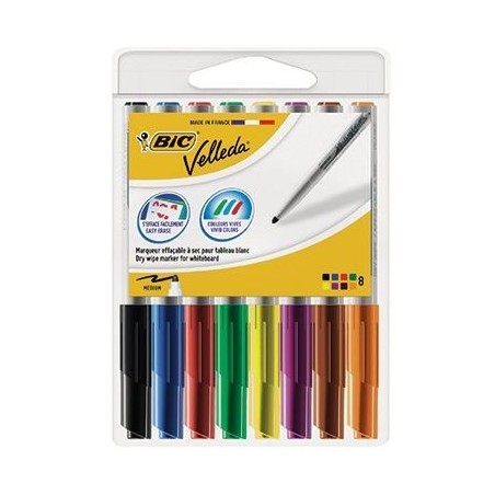 Bic Velleda 1741 Conf. 8 pennarelli per lavagna bianca Punta media Linea 1,4mm Cancellabilità ottimale 8755891