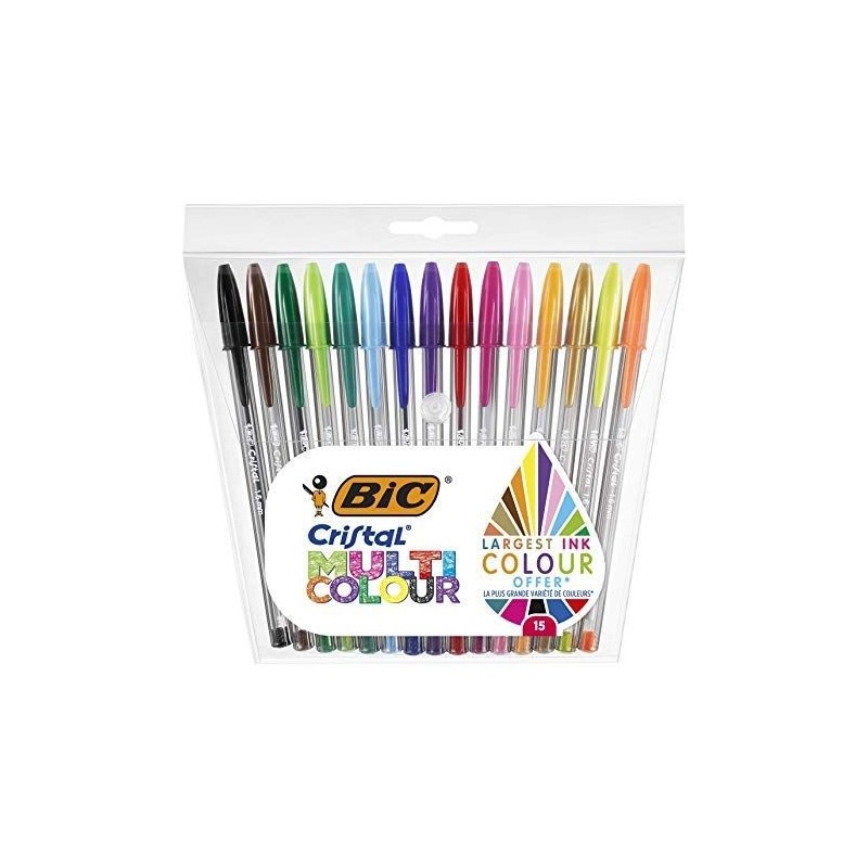Bic Cristal Conf. 15 penne a sfera multicolore Punta 1,6mm Linea 0,42mm 964899