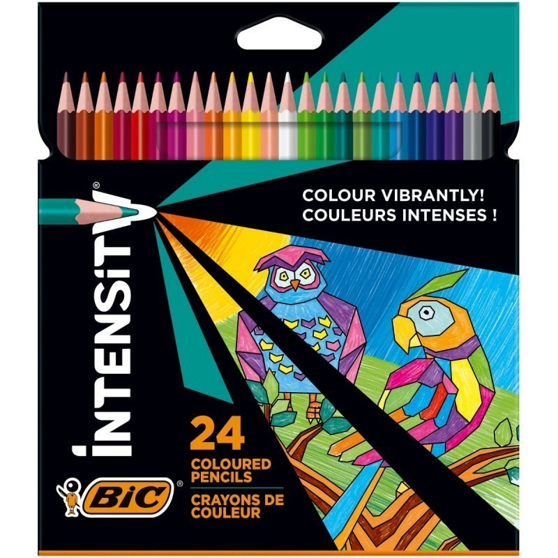 Bic Intensity Color Up Scatola 24 Colori Assortiti Matite Triangolari Piombo ultraresistente 3,20mm