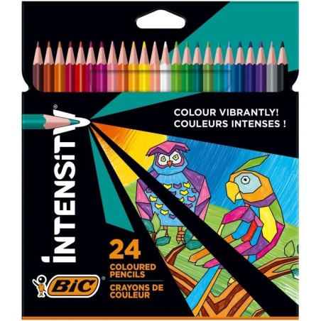Bic Intensity Color Up Scatola 24 Colori Assortiti Matite Triangolari Piombo ultraresistente 3,20mm
