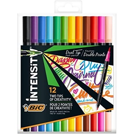 Bic Intensity Dual Tip Blister 12 pennarelli Punta fine 0,7mm punta a pennello