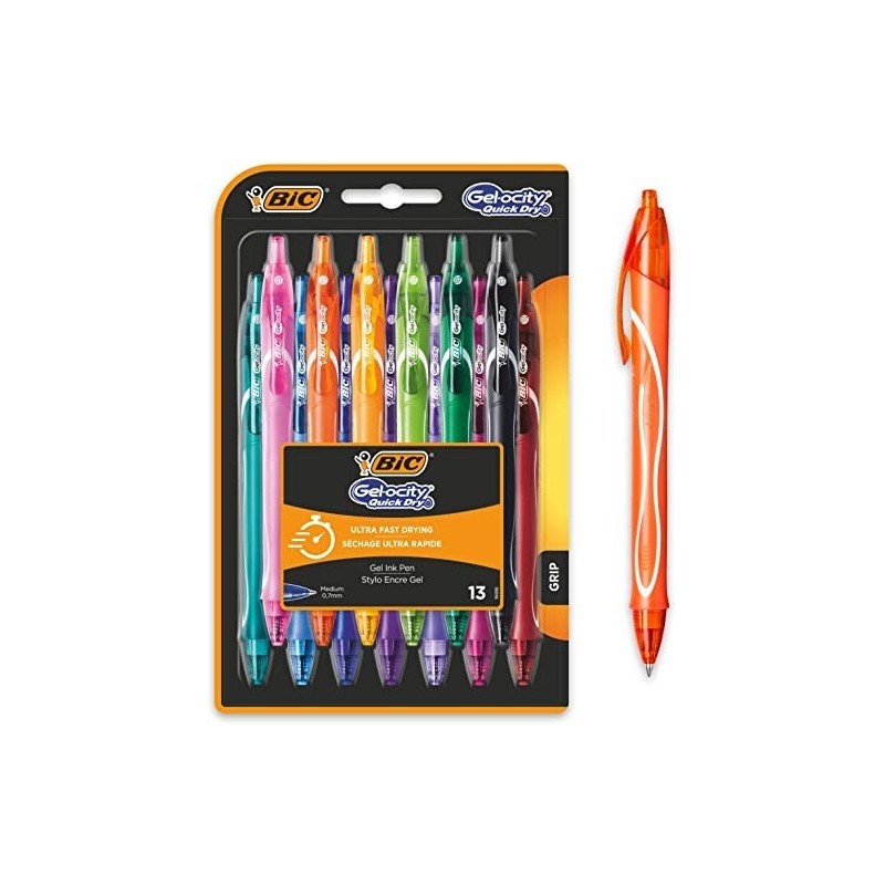 Bic Gel-Ocity Quick Dry Conf. 12 Penne Gel Retrattili Punta Media 0,7mm Gel Resistente alle Sbavature 964826