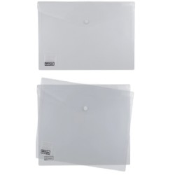 MKtape Confezione da 2 Buste Porta Documenti con Chiusura Plastica Formato A4 Colore Trasparente MKT10002