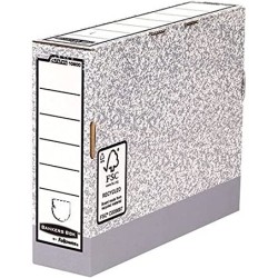 Fellowes Bankers Box Ultimate File Box 80 mm A4 Fastfold Self Assembly Cartone riciclato certificato FSC Colore grigio