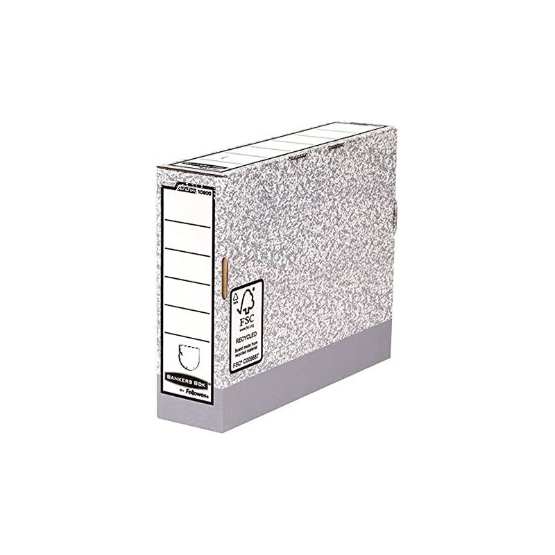 Fellowes Bankers Box Ultimate File Box 80 mm A4 Fastfold Self Assembly Cartone riciclato certificato FSC Colore grigio