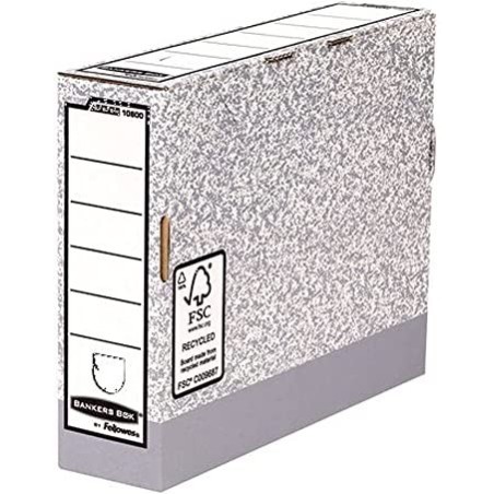 Fellowes Bankers Box Ultimate File Box 80 mm A4 Fastfold Self Assembly Cartone riciclato certificato FSC Colore grigio