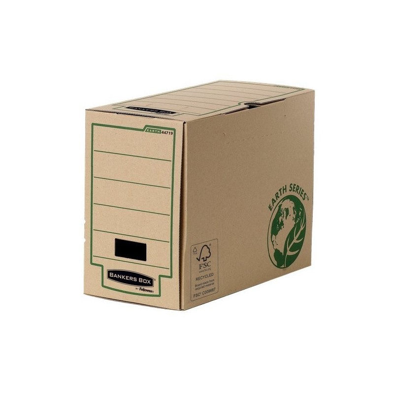 Fellowes Bankers Box Earth Definitive File Box Folio 100mm Assemblaggio manuale Cartone riciclato certificato FSC Colore marrone