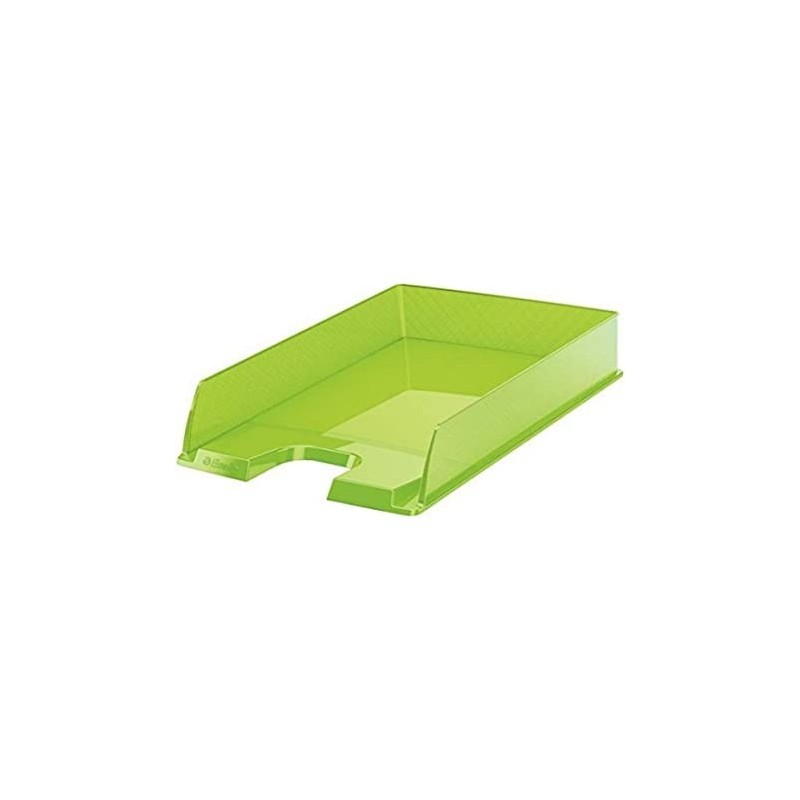 Esselte Europost Vivida Vassoio Documenti Formato Verticale A4 Spazio per Etichetta di Identificazione Colore VERDE TRASPARENTE