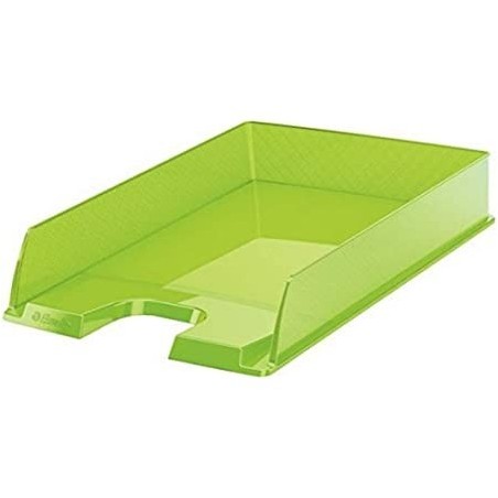 Esselte Europost Vivida Vassoio Documenti Formato Verticale A4 Spazio per Etichetta di Identificazione Colore VERDE TRASPARENTE