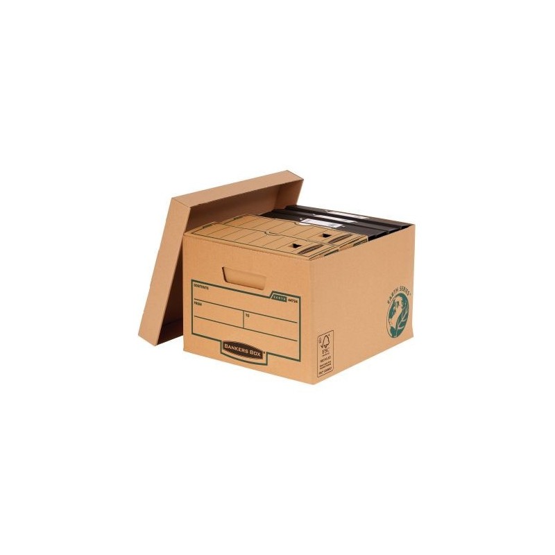 Fellowes Bankers Box Earth LARGE File Container Assemblaggio manuale Cartone riciclato certificato FSC Colore Marrone