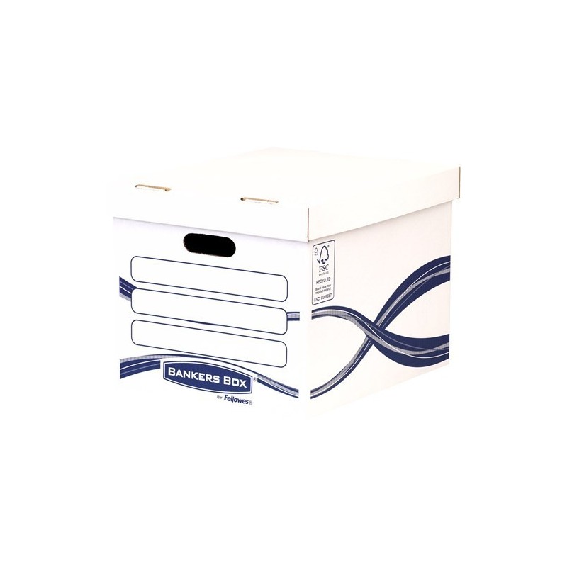 Fellowes Bankers Box Basic File Container Assemblaggio manuale Cartone riciclato Certificato FSC colore BIANCO