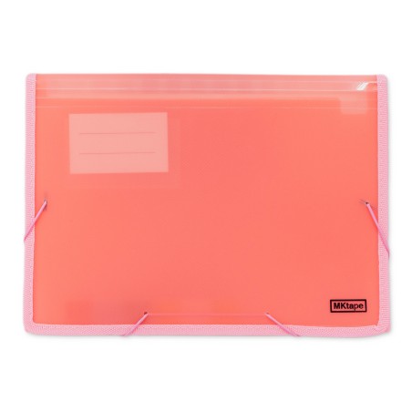 MKtape Cartella Documenti a Soffietto 13 Tasche Interne Formato A4 Chiusura in Gomma Colore CORALLO
