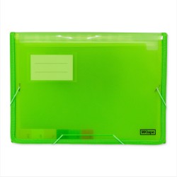 MKtape Cartella Documenti a Soffietto 13 Tasche Interne Formato A4 Chiusura in Gomma Colore VERDE