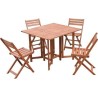 SET TAVOLO BALI + 4 sedie pieghevoli in legno trattato per esterno 90 x 100