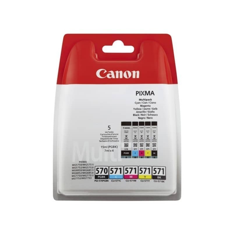 KIT 5 CARTUCCE ORIGINALI  SINGOLE CANON PGI-570 CLI-571 0372C004 MG5750