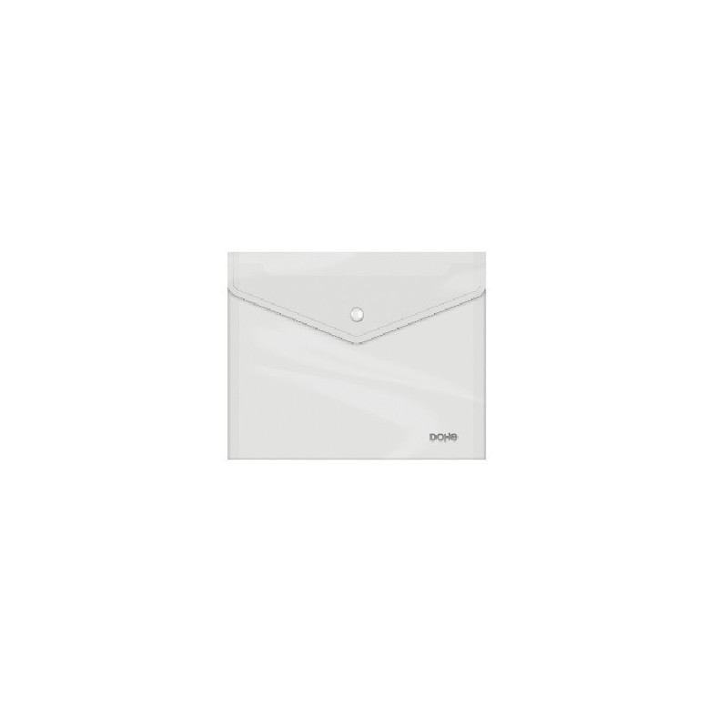 Busta Dohe con Chiusura a Scatto Formato A5 Polipropilene Cristallo Trasparente 150 Micron Colore TRASPARENTE BIANCO 91489
