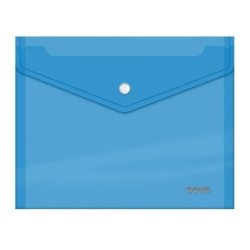Busta Dohe con Chiusura a Scatto Formato Folio Plus Orizzontale Polipropilene Cristallo Trasparente 150 Micron Colore Blu