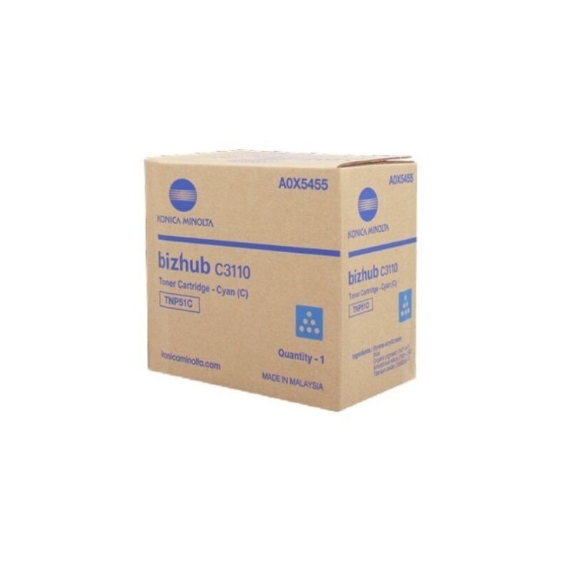 TONER ORIGINALE KONICA MINOLTA TNP51C CIANO A0X5455 Bizhub C3110