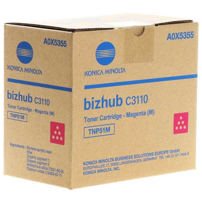 TONER ORIGINALE KONICA MINOLTA TNP51M MAGENTA A0X5355 Bizhub C3110