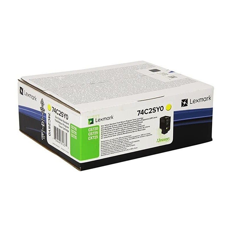 TONER ORIGINALE LEXMARK CS720 CX725 CX725 GIALLO 74C2SY0 7K