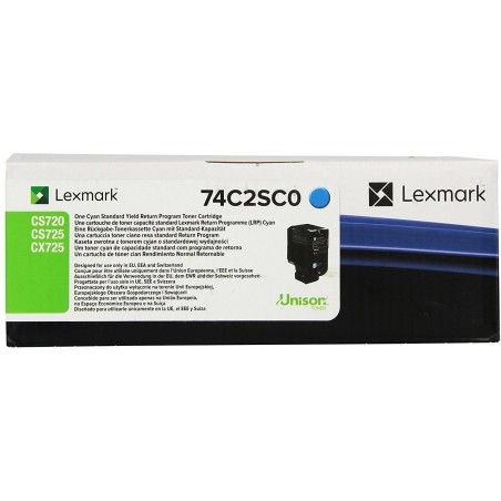 TONER ORIGINALE LEXMARK CS720 CX725 CX725 CIANO 74C2SC0 7K