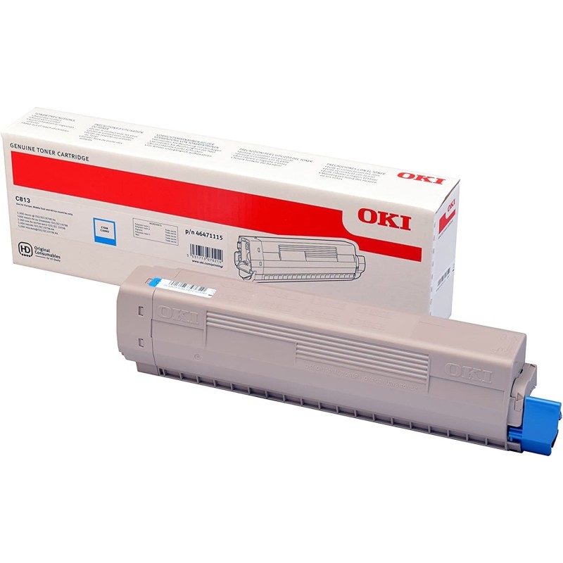 TONER ORIGINALE OKI C813 C813N 46471115 CIANO 5K