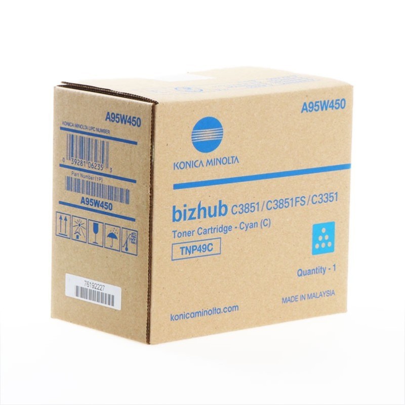 TONER ORIGINALE KONICA MINOLTA TNP49C CIANO A95W450 12K Bizhub C3351