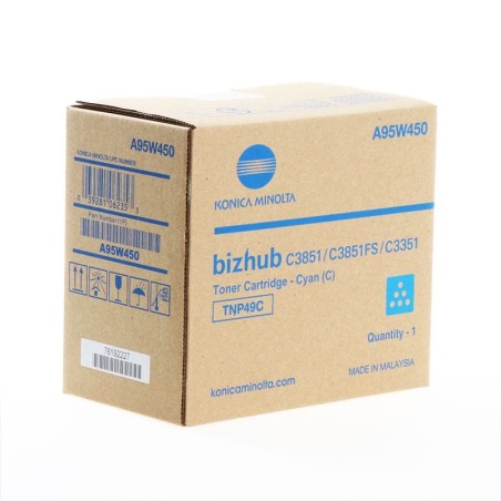 TONER ORIGINALE KONICA MINOLTA TNP49C CIANO A95W450 12K Bizhub C3351