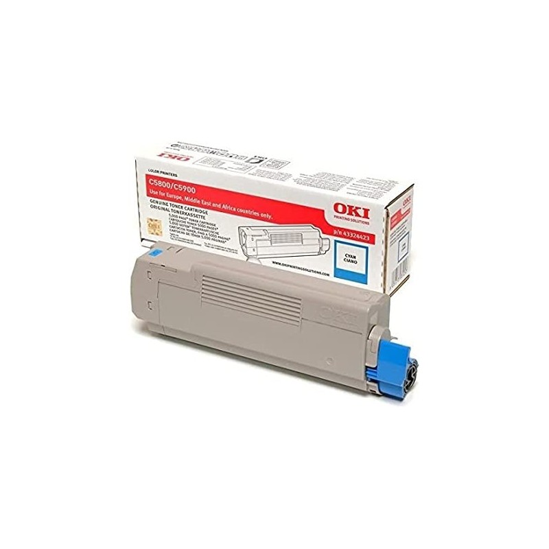 TONER ORIGINALE OKI C5800 C5900 C5550MFP 43324423 CIANO 6K