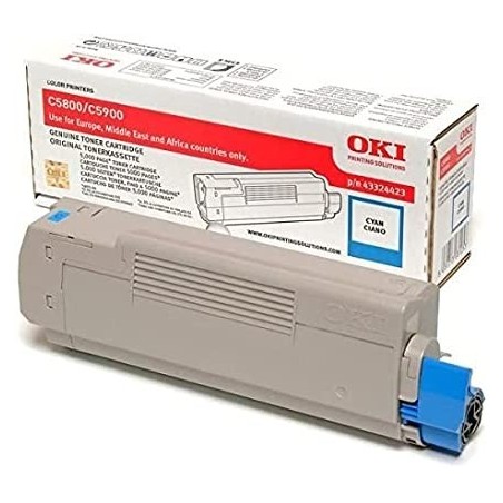 TONER ORIGINALE OKI C5800 C5900 C5550MFP 43324423 CIANO 6K