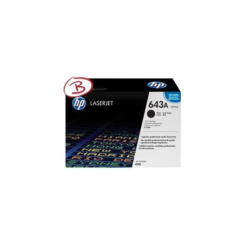 TONER ORIGINALE HP COLOR LASERJET 4700 NERO Q5950A 11K 643A