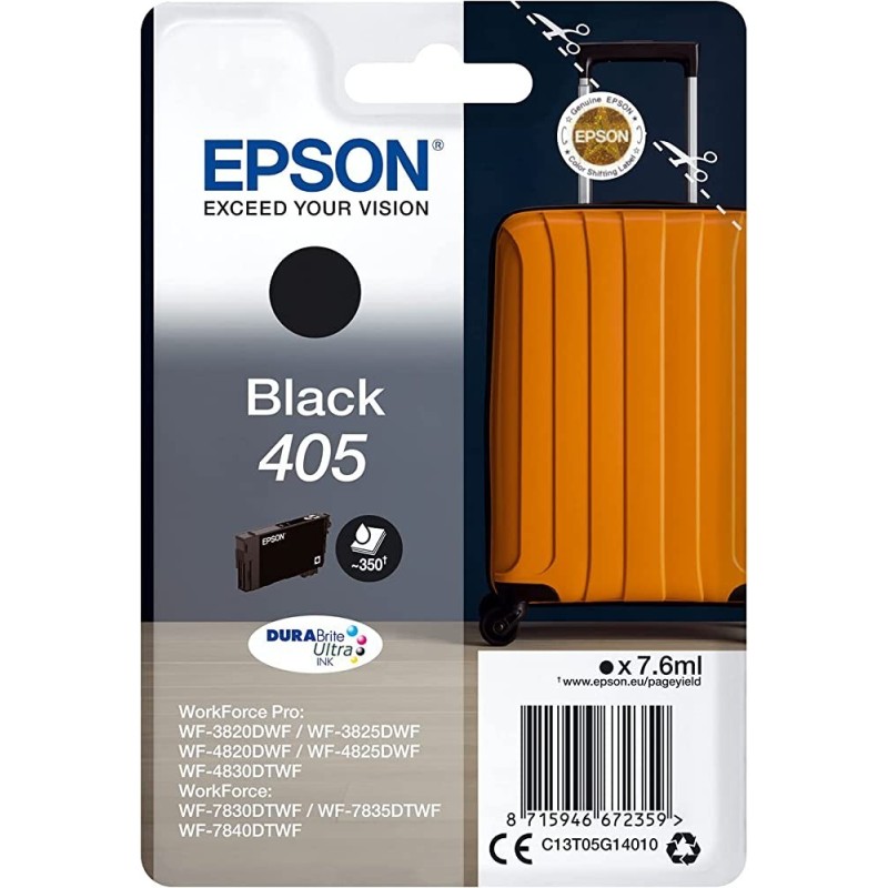 CARTUCCIA ORIGINALE EPSON 405 NERO C13T05G14010 WF-3820DWF WF7310