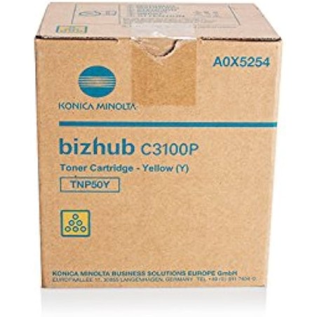 TONER ORIGINALE KONICA MINOLTA A0X5254 TNP50Y TNP-50Y GIALLO BIXHUB C3100P