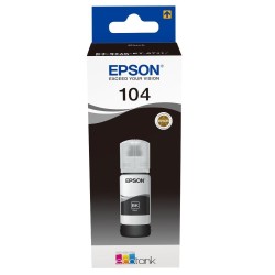 FLACONE INCHIOSTRO PIGMENTATO ORIGINALE EPSON 104 C13T00P140 T104BK NERO ECOTANK ET-2710 70ML