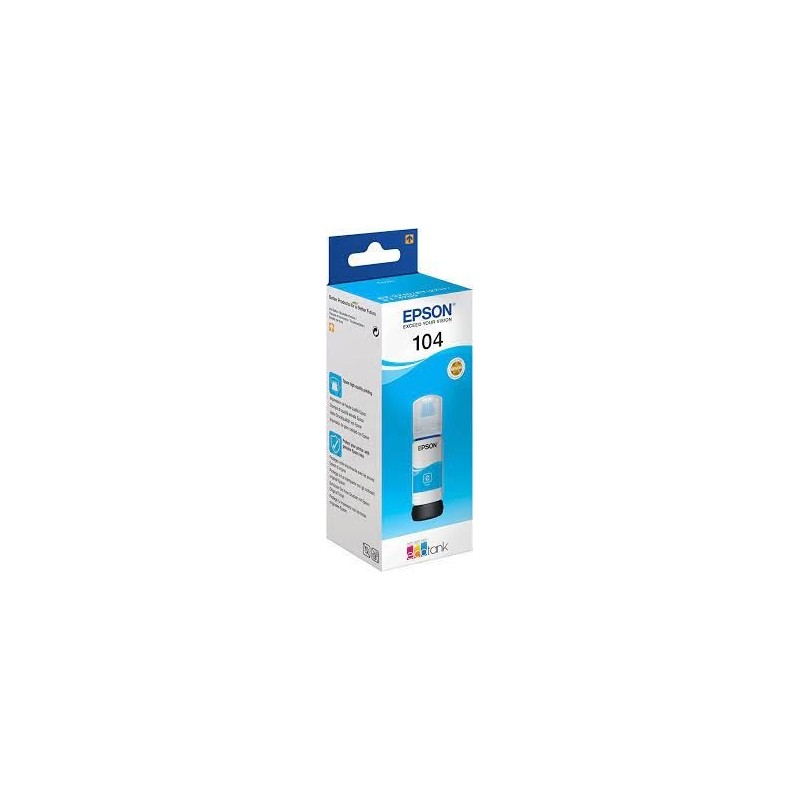 FLACONE INCHIOSTRO PIGMENTATO ORIGINALE EPSON 104 C13T00P240 T104CY CIANO ECOTANK ET-2710 70ML