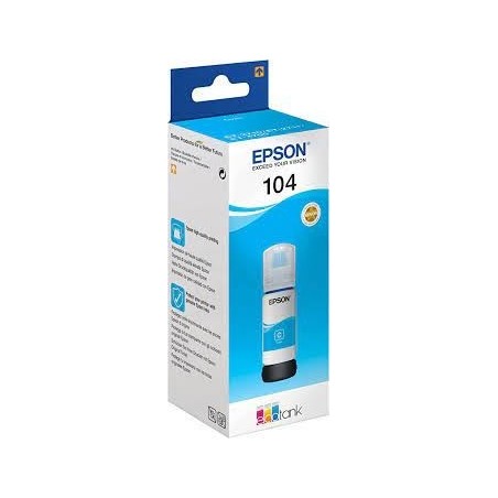 FLACONE INCHIOSTRO PIGMENTATO ORIGINALE EPSON 104 C13T00P240 T104CY CIANO ECOTANK ET-2710 70ML