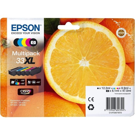 MULTIPACK 5 CARTUCCE ORIGINALE EPSON C13T33574011 NERO NERO FOTO CIANO MAGENTA GIALLO