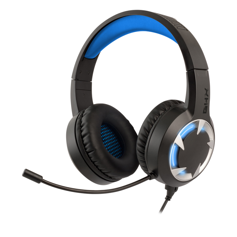 CUFFIE DA GAMING NGS GHX-510 con Microfono USB 2.0 flessibile Illuminazione LED blu