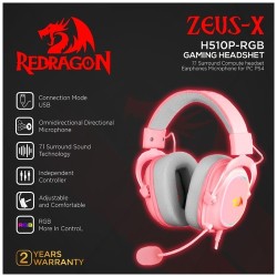 CUFFIE GAMING REDRAGON H510P ZEUS X ROSA