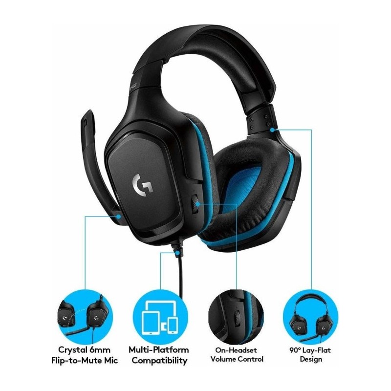 CUFFIE GAMING LOGITECH G432 USB DTS 7.1 Cuffie da gioco con Microfono pieghevole Archetto regolabile