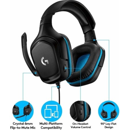 CUFFIE GAMING LOGITECH G432 USB DTS 7.1 Cuffie da gioco con Microfono pieghevole Archetto regolabile